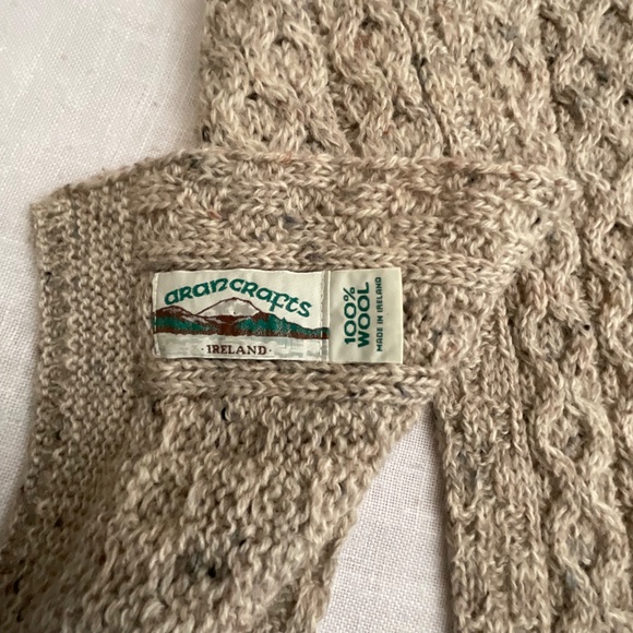 NEW Aran Crafts Beige Irish Wool Cable Knit Scarf 10”x64”Made in Ireland NWOT - Picture 4 of 11